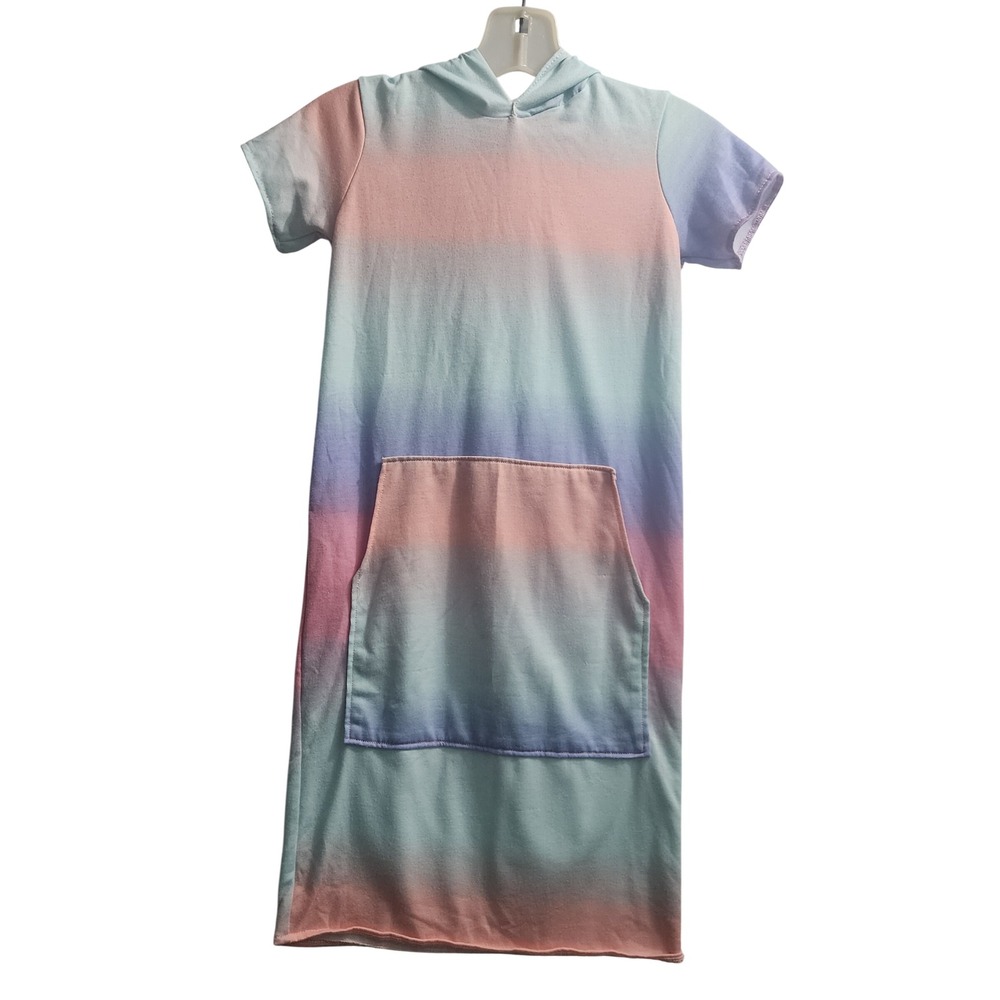 Willow Raven Boutique Kids Tie Dye Hoodie Dress Size 12‎ Pocket Short Sleeve
